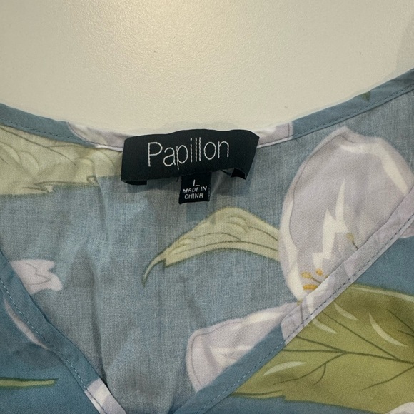 2/$20 Papillon Blanc Floral Dress in Blue and Green babydoll cottagecore fairy L - Picture 5 of 7